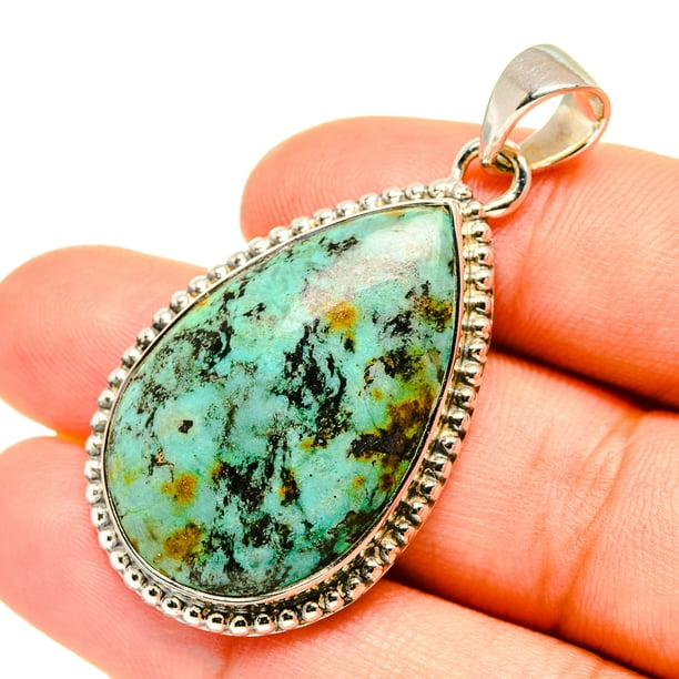 925 Sterling Silver Ana Silver Co Tibetan Turquoise Pendant 1 1/2 - Handmade Jewelry Bohemian Vintage PD690641 